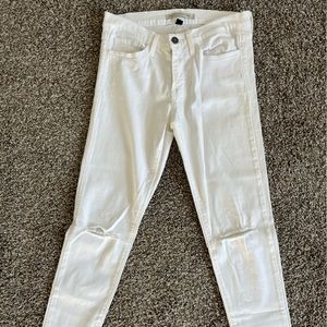 Never Worn Flying Monkey Distressed Skinny White Jeans, Size 27